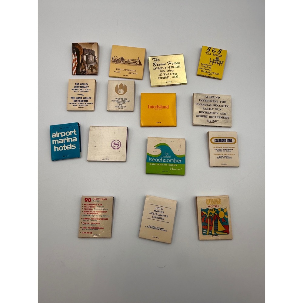 Vintage Matchbook Lot 15pc Hotel Restaurant Advertising Hawaii Florida Mexico